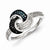 Sterling Silver w/Rhodium Plated Blue/Black/White Diamond Ring