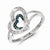 Sterling Silver Blue and White Diamond Heart Ring