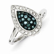 Sterling Silver Blue Diamond Marquise Ring