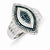 Sterling Silver w/Rhodium Plated Blue and White Diamond Ring