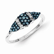 Sterling Silver Blue & White Diamond Ring