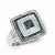 Sterling Silver w/Rhodium Plated Blue and White Diamond Square Ring