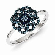 Sterling Silver Blue Diamond Ring