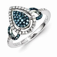 Sterling Silver Blue Diamond Ring