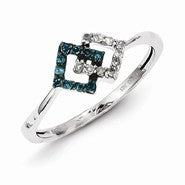 Sterling Silver with Blue and White Diamond Ring