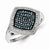 Sterling Silver w/Rhodium Plated Blue and White Diamond Square Ring