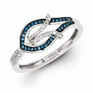 Sterling Silver Blue and White Diamond Ring