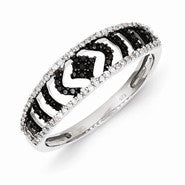 Sterling Silver Black and White Diamond Ring