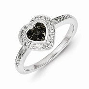 Sterling Silver Black Diamond Small Heart Ring