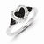 Sterling Silver White & Black Diamond Heart Ring