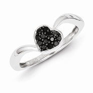 Sterling Silver Black Diamond Small Heart Ring