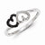 Sterling Silver Black and White Diamond Double Heart Ring