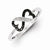 Sterling Silver Black and White Diamond Double Heart Ring