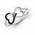 Sterling Silver Black and White Diamond Double Heart Ring