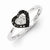 Sterling Silver w/Rhodium Plated Black & White Diamond Heart Ring