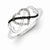 Sterling Silver Black and White Diamond Triple Heart Ring