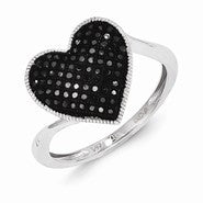 Sterling Silver Black Diamond Heart Ring