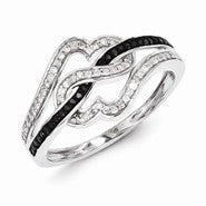 Sterling Silver Black and White Diamond Ring