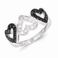 Sterling Silver Black & White Diamond Ring