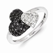 Sterling Silver Black & White Diamond Ring