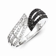 Sterling Silver Black & White Diamond Ring