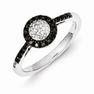 Sterling Silver Black Diamond Small Circle Ring