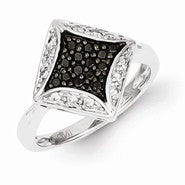 Sterling Silver Black & White Diamond Ring