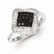 Sterling Silver Black & White Diamond Ring