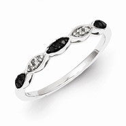 Sterling Silver w/Rhodium Plated Back & White Diamond Ring