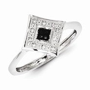 Sterling Silver Black and White Diamond Ring