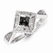 Sterling Silver Black & White Diamond Ring