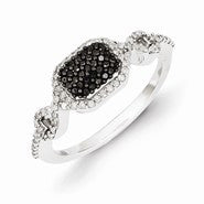 Sterling Silver Black and White Diamond Ring