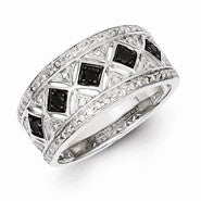 Sterling Silver Black/White Diamond Ring