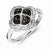 Sterling Silver Black & White Diamond Flower Ring