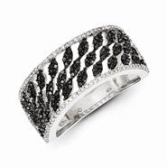 Sterling Silver Black and White Diamond Ring