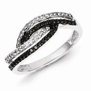 Sterling Silver w/Rhodium Plated Back & White Diamond Ring