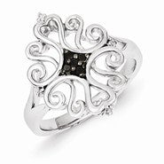 Sterling Silver White & Black Diamond Ring