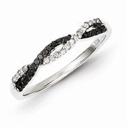 Sterling Silver w/Rhodium Plated Back & White Diamond Ring