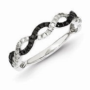 Sterling Silver w/Rhodium Plated Back & White Diamond Ring