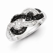 Sterling Silver Black & White Diamond Ring