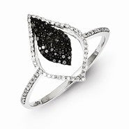 Sterling Silver Black and White Diamond Fashion Ring