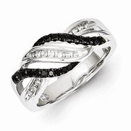 Sterling Silver White & Black Diamond Ring