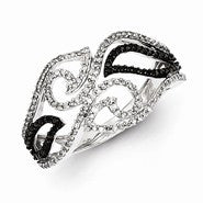 Sterling Silver Black and White Diamond Ring