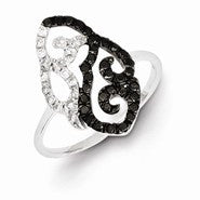 Sterling Silver Black and White Diamond Ring