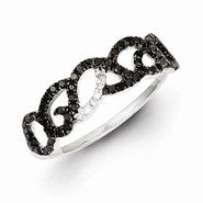 Sterling Silver Black and White Diamond Ring