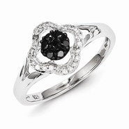 Sterling Silver Black & White Diamond Ring