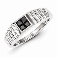 Sterling Silver Composite Black Diamond Mens Ring