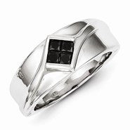 Sterling Silver Black Diamond Men's Ring