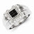 Sterling Silver Black and White Diamond Square Men's Ring