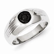 Sterling Silver Black Rhodium Black Diamond Circle Men's Ring